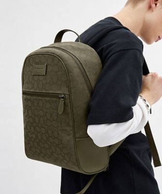＜COACH＞テオ　バックパック・シグネチャー　ジャカード